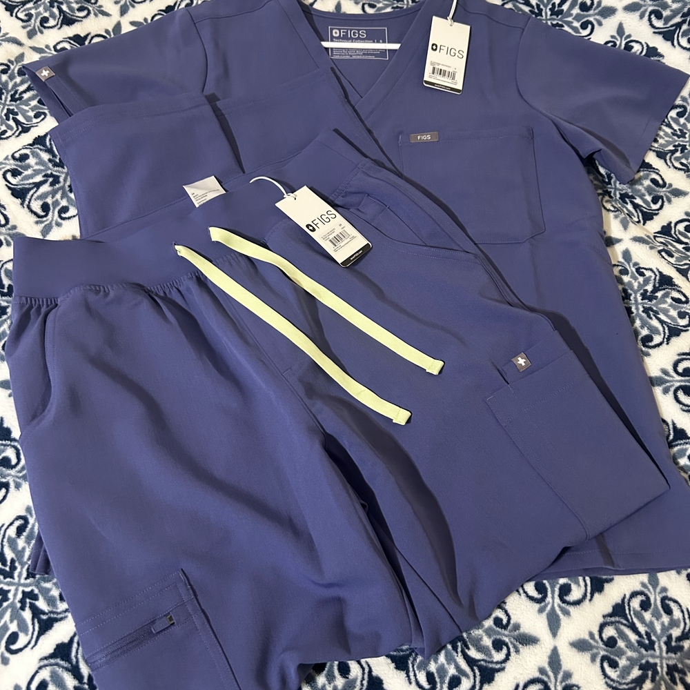Figs Lavender Scrub Set with Neon Accents
